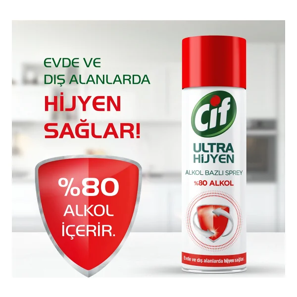 Cif Ultra Hijyen 400 Ml Alkol Bazlı Sprey - Görsel 4