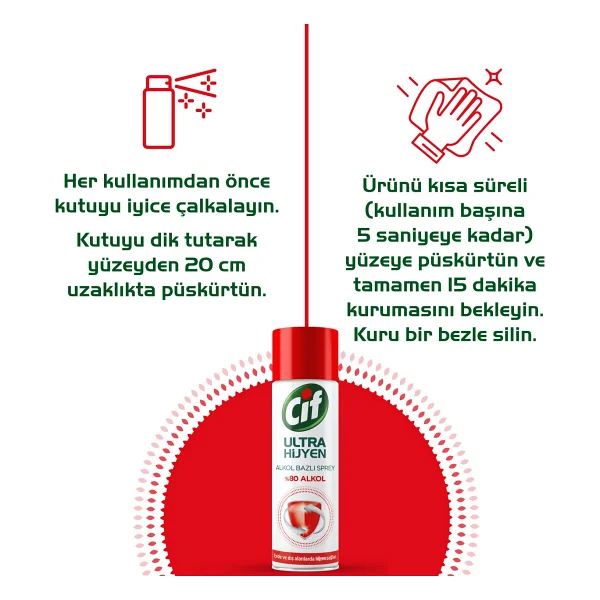 Cif Ultra Hijyen 400 Ml Alkol Bazlı Sprey - Görsel 7