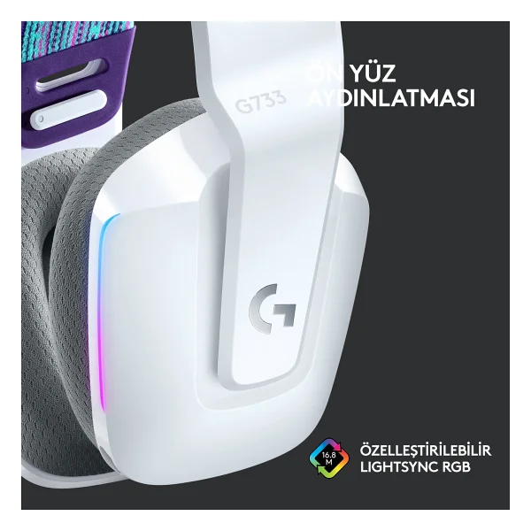 Logitech G733 Lightspeed Beyaz RGB 7.1 Kablosuz Kulak Üstü Oyuncu Kulaklığı - Görsel 4
