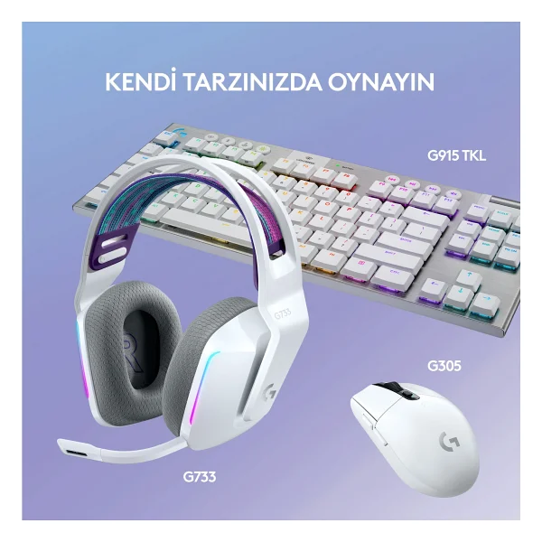 Logitech G733 Lightspeed Beyaz RGB 7.1 Kablosuz Kulak Üstü Oyuncu Kulaklığı - Görsel 8
