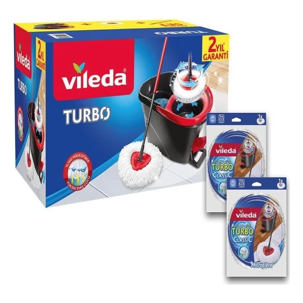 Vileda Turbo Pedallı Temizlik Sistemi + 2 Adet Yedek Paspas - Görsel 2