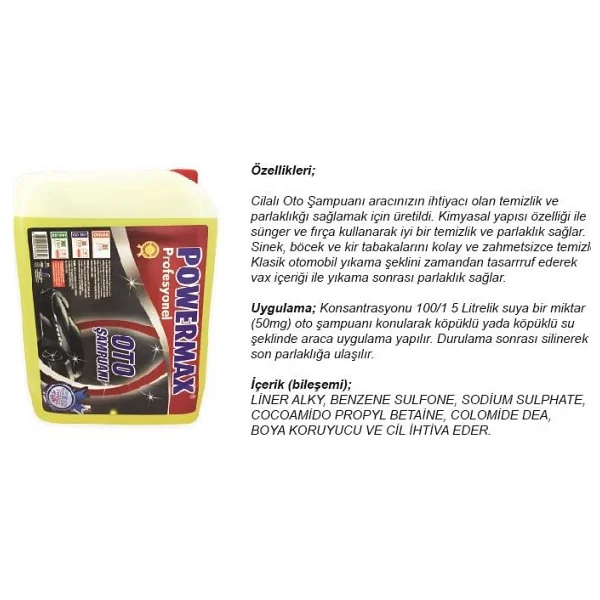 Powermax 5 Kg Profesyonel Cilalı Oto Şampuan - Görsel 2
