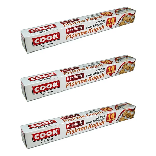 Cook Kesilmiş 42x37 Cm 10 Yaprak 3'lü Paket Pişirme Kağıdı - Görsel 2