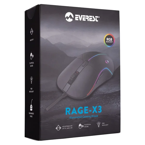 Everest Rage-X3 RGB Optik Kablolu Oyuncu Mouse - Görsel 6