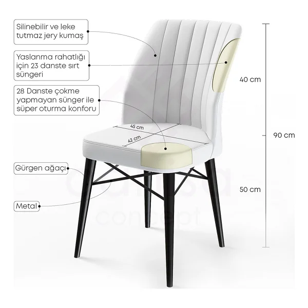 Canisa Concept Flex Serisi Gürgen Ayaklı 1.Sınıf Sandalye/ 6 Adet Sandalye/ Siyah Gürgen Ayaklı - Mor - Görsel 2