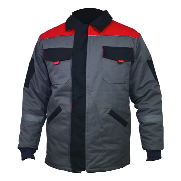 Ssm Sesam Grup 0638 7x7 Gabardin Kapitoneli Iş Montu - Gri - Kırmızı - Görsel 5