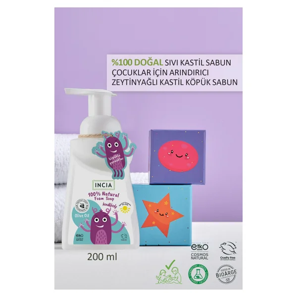 Incia Zeytinyağlı Çocuklar İçin Köpük Sabun 200 Ml - Görsel 6