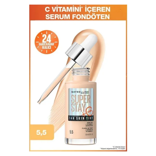Maybelline New York Super Stay Skin Tint C Vitaminli 5.5 30 Ml Serum Fondöten - Görsel 6
