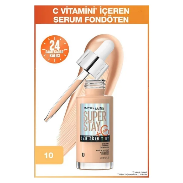 Maybelline New York Super Stay Skin Tint C Vitaminli 10 30 Ml Serum Fondöten - Görsel 6
