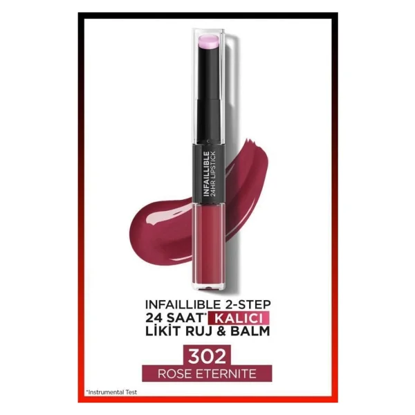 L'oreal Paris Infaillible 2-Step 24 Saat Kalıcı 302 Rose Eternite Likit Ruj - Görsel 6