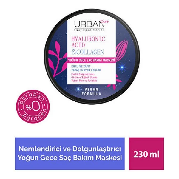 Urban Care Hyaluronic Acid & Collagen Yoğun Gece Saç Bakım Maskesi 230 Ml - Görsel 2