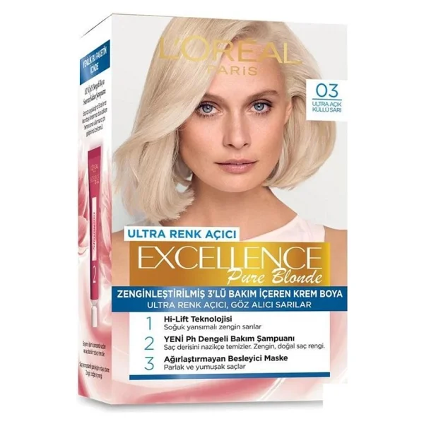 L'oreal Paris Excellence Pure Blonde 03 Ultra Açık Küllü Sarı Saç Boyası - Görsel 2