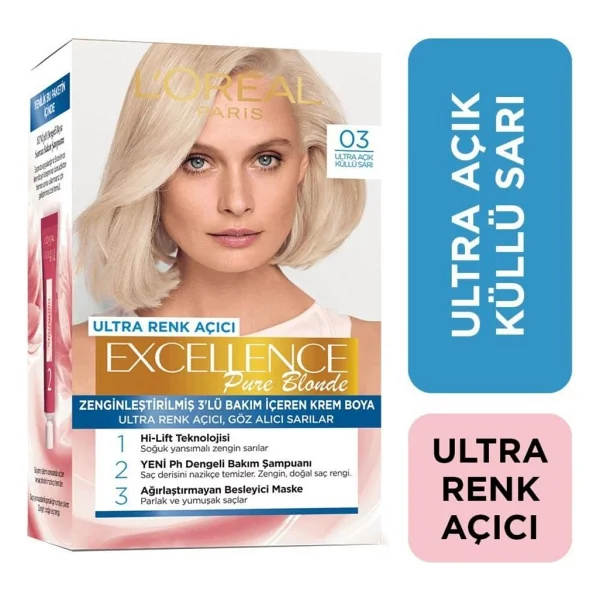 L'oreal Paris Excellence Pure Blonde 03 Ultra Açık Küllü Sarı Saç Boyası - Görsel 3