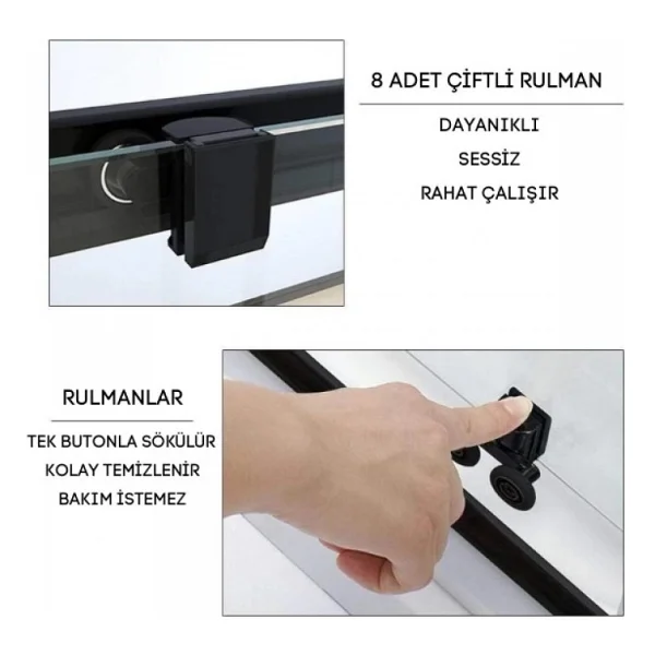 Durul 90 X 90 Kare Komple Buzlu Siyah Çizgi Duşakabin - Görsel 3