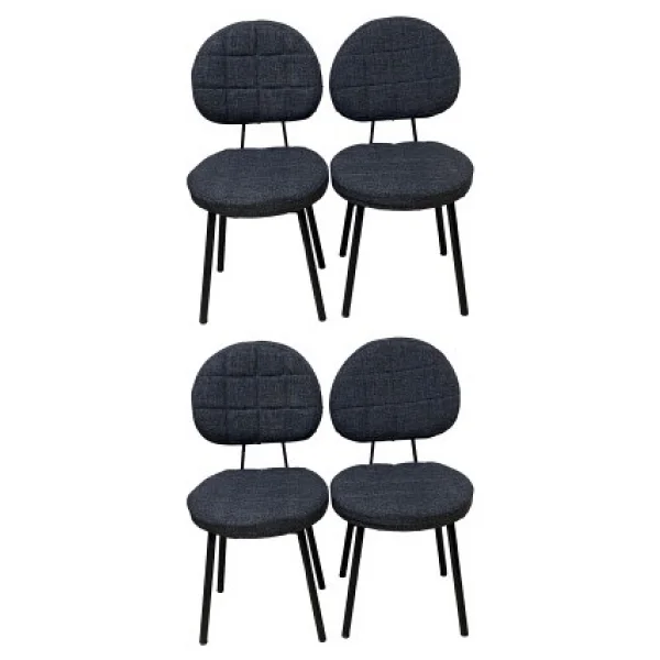 Bambeds Mobilya 4 Adet Poverty Sandalye Siyah Mutfak Salon Yemek Odası Sandalyesi Metal Ayak - Görsel 4