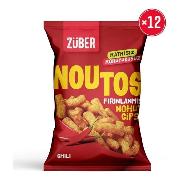 Züber Noutos Fırınlanmış Nohut Cipsi Chili 55g X 12 Paket - Görsel 5