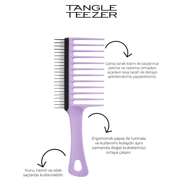 Tangle Teezer Geniş Ağızlı Saç Tarağı 1 Adet Kıvırcık Saçlar için Belirginleştirici Etki - Görsel 3