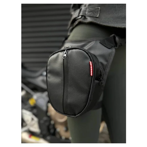Motobros Karbon Desenli Deri Motosiklet Bacak Çantası 3 Gözlü (Su Geçirmez) - Görsel 9