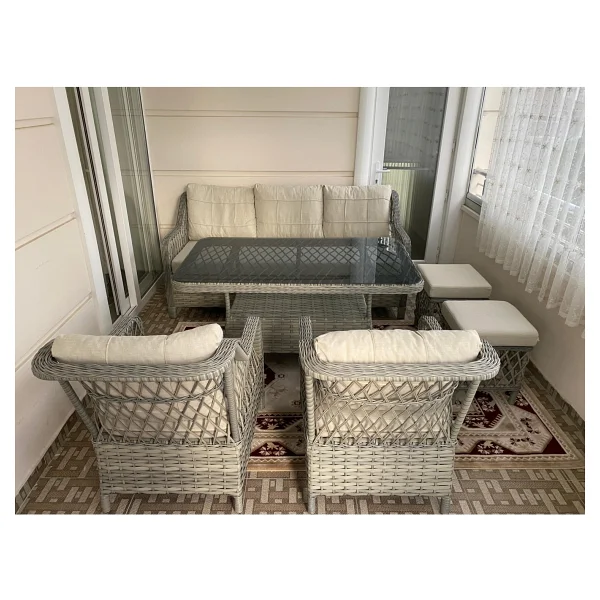 Tu Tienda Petra 3+1+1+Masa Puflu Rattan Bahçe & Balkon Takımı - Görsel 4