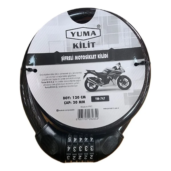 Yuma Şifreli Motosiklet Kilidi 747 - Antrasit - 1 - Görsel 2
