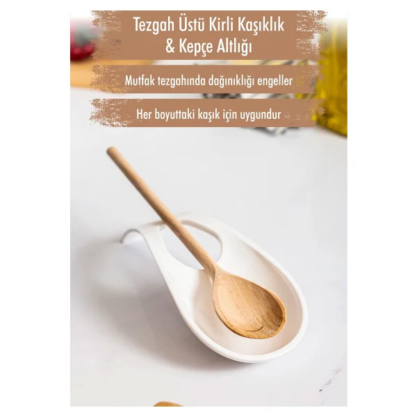 Ew's Kitchenware Akrilik Beyaz Tezgah Üstü Kirli Kaşıklık & Kepçe Altlığı - Görsel 5