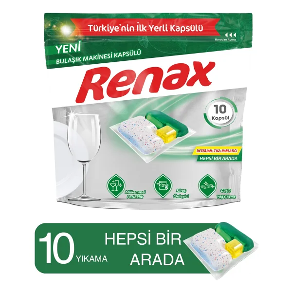 Renax Hepsi Bir Arada Bulaşık Makinesi Tableti 10'lu - Görsel 6