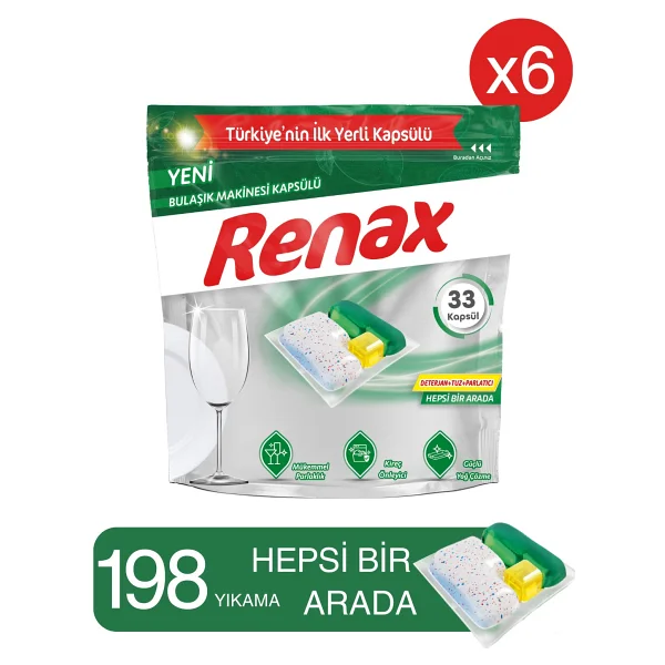 Renax Hepsi Bir Arada Bulaşık Makinesi Tableti 33'lü 6 Adet - Görsel 7