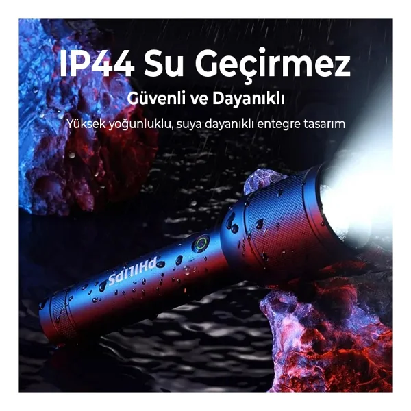Philips Sfl8168/93 30w 1500 Lümen Uzak Mesafe Aydınlatmalı Ip44 Suya Dayanıklı Şarj Edilebilir LED El Feneri Siyah - Görsel 3