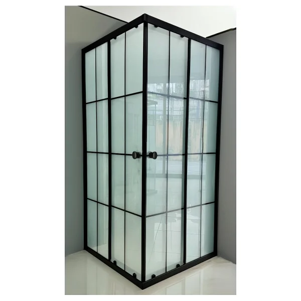 Durul 90 X 90 Kare Komple Buzlu Siyah Çizgi Duşakabin - Görsel 8
