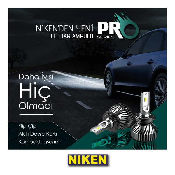 Niken H9 LED Xenon Far Aydınlatma Seti Şimşek Etkili Pro 6400lm - Görsel 2