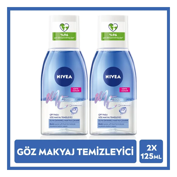 Nivea Me Make Up Expert Hassas Çift Fazlı 125 Ml 2 Adet Göz Makyaj Temizleme Suyu - Görsel 9