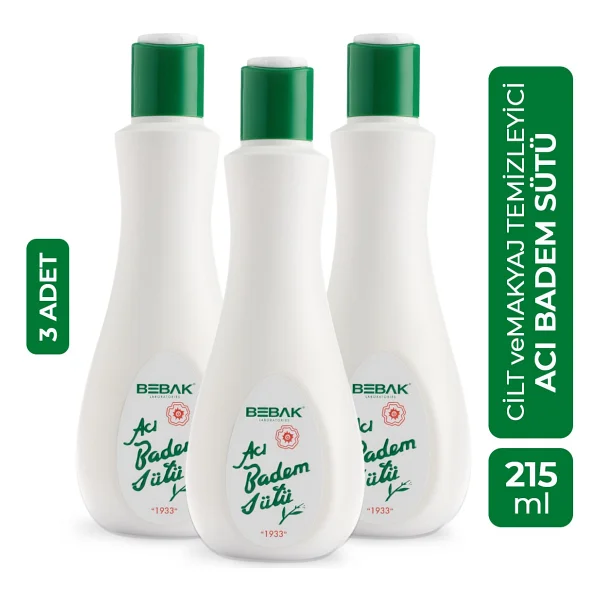 Bebak Karma Ciltler İçin Acı Badem Özlü Yüz Temizleme Sütü - Makyaj Temizleme Ve Nemlendirme, 3 X 215 Ml - Görsel 2