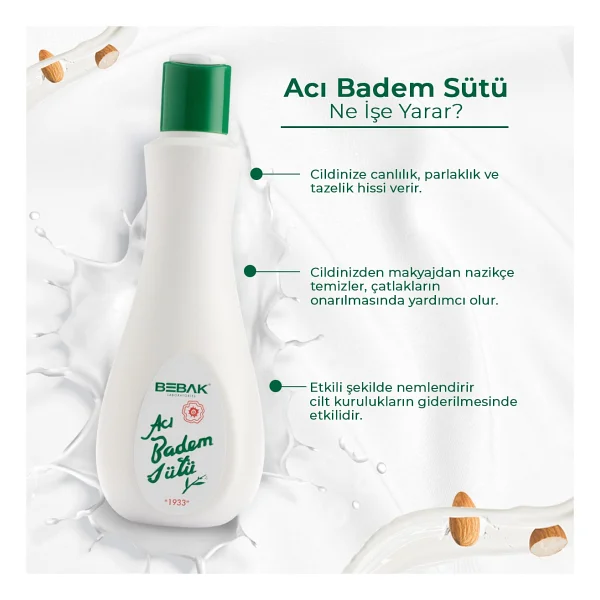 Bebak Karma Ciltler İçin Acı Badem Özlü Yüz Temizleme Sütü - Makyaj Temizleme Ve Nemlendirme, 3 X 215 Ml - Görsel 4