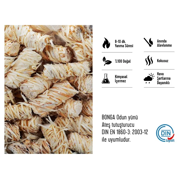 Bonga Şömine Ve Mangal Tutuşturucu 50 Adet 700 Gr - Jel Ve Çıra Alternatifi Doğal Odun Yünü - Kırmızı - Görsel 8