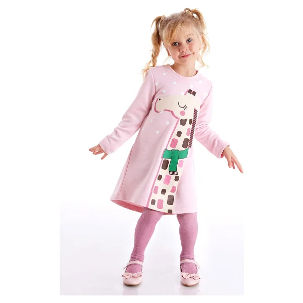 Denokids Cool Zürafa Kız Elbise Pembe 8 Y - Görsel 9