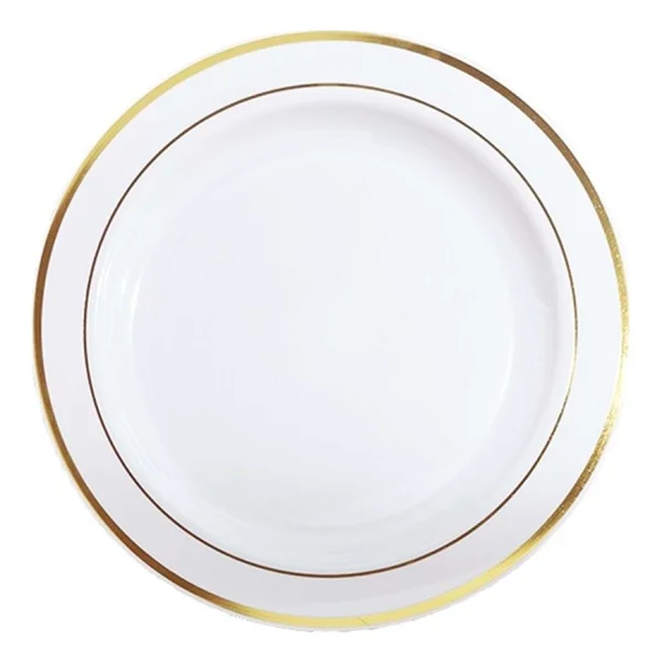 Rubikap Plastik Gold Renk Işlemeli Beyaz Tabak 19 Cm - 6'lı - Görsel 2