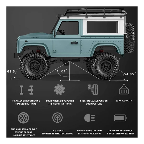 Gepettoys Rock Crawler 1/12 4wd 2.4g Uzaktan Kumanda Yüksek Hızlı Off Road Kamyon Rc Araba LED 4 X 4 - Görsel 2