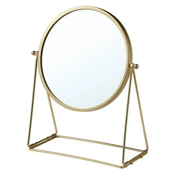 Ikea Lassbyn Gold Dekoratif Masa Makyaj Aynası,Büyüteçli, Altın Rengi - Görsel 4