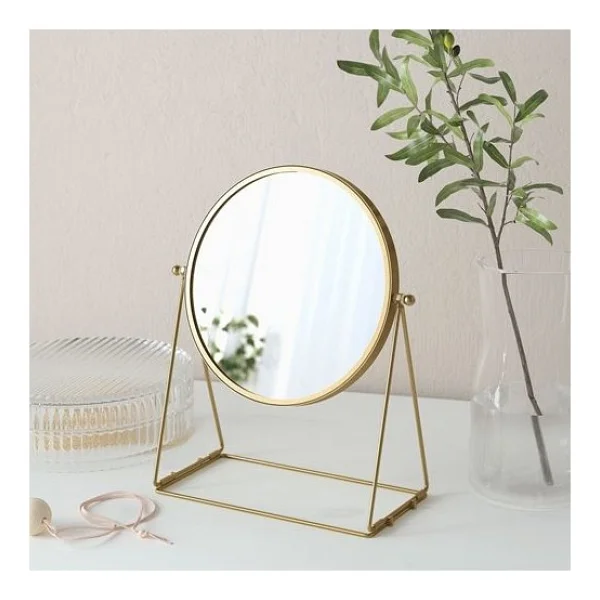 Ikea Lassbyn Gold Dekoratif Masa Makyaj Aynası,Büyüteçli, Altın Rengi - Görsel 2