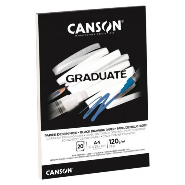 Canson Cizim Blogu Graduate Cangrad Siyah 20 Sayfa A4 120 Gr - Görsel 2