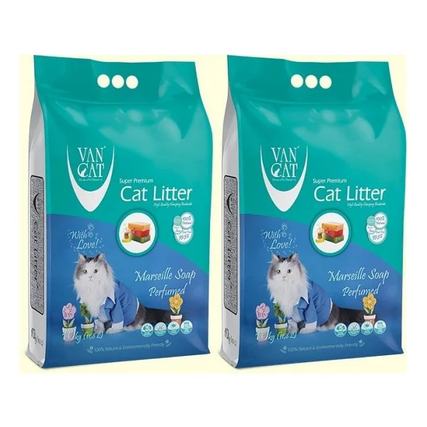 Vancat Marsilya Sabunu Kokulu 10 Kg/11.8 Lt 2'li İnce Taneli Bentonit Kedi Kumu - Görsel 5