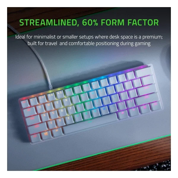 Razer Huntsman Mini Mercury Edition Us Layout RGB %60 Tkl Purple Switch Kablolu Mekanik Oyuncu Klavyesi - Görsel 2