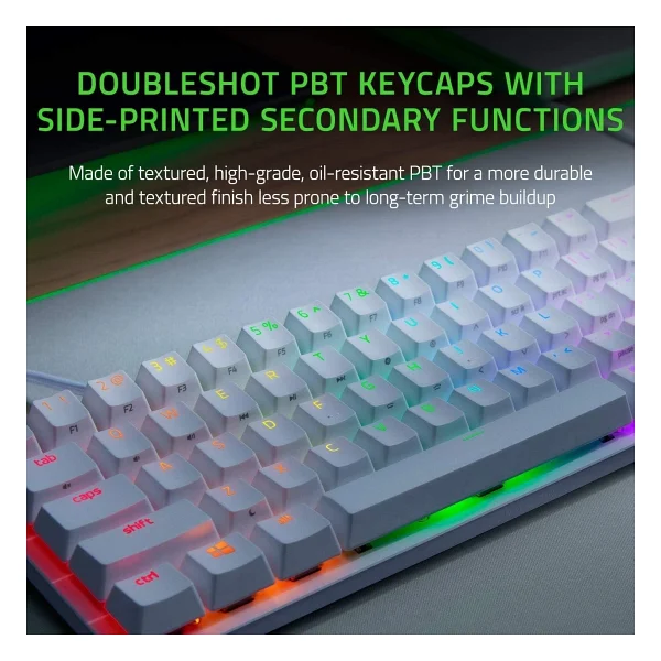 Razer Huntsman Mini Mercury Edition Us Layout RGB %60 Tkl Purple Switch Kablolu Mekanik Oyuncu Klavyesi - Görsel 3