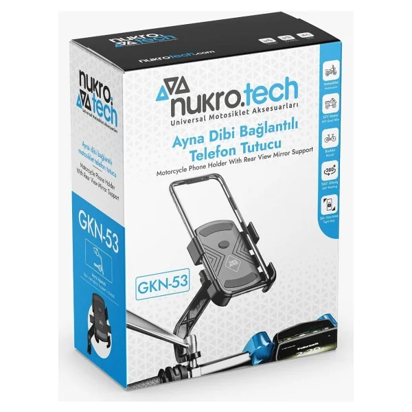 Nukrotech Gkn53 Dikiz Aynası Motosiklet Telefon Tutucu - Görsel 3