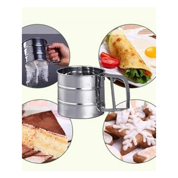 Balban Ticaret Un Eleği, Paslanmaz, Çok Pratik, Kullanışlı, Metal, Hazneli, Un Eleme Aparatı - Görsel 3