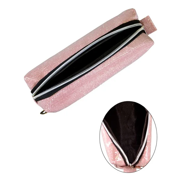 Yuga Makyaj Çantası Simli Açık Pembe - Görsel 4