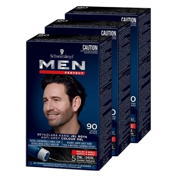 Men Perfect 90 Siyah 3 Adet Erkek Saç Boyası - Görsel 5