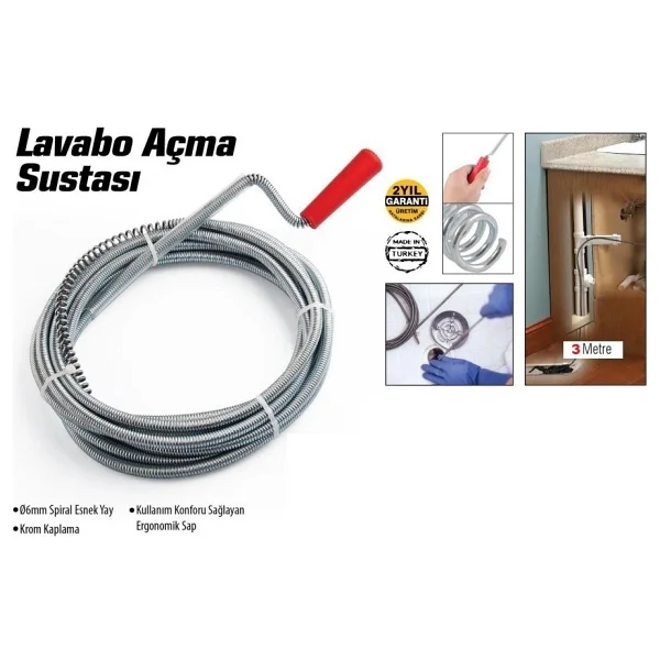 Lavabo Ve Gider Boruları Açacağı - Lavabo Açma Sustası - 3metre - Görsel 2