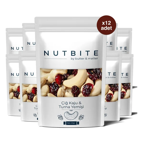 Nutbıte 12'li Cep Boy - Çiğ Kaju & Turna Yemişi - Taptaze Mahsül - Hafif Atıştırmalık Kuruyemiş - (12x40gr) - Görsel 4