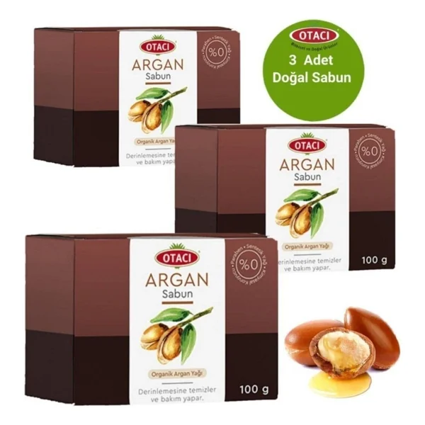 Otacı Organik Argan 100 Gr 3 Adet Sabun - Görsel 3